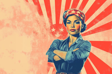 Vote for democracy Black Rosie the Riveter American patriotic wallpaper background