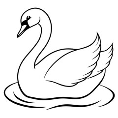 Swan on Serene Lake  Art art vector illustration