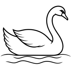 Swan on Serene Lake  Art art vector illustration