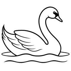 Swan on Serene Lake  Art art vector illustration