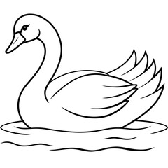 Swan on Serene Lake  Art art vector illustration