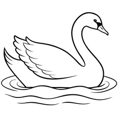 Swan on Serene Lake  Art art vector illustration