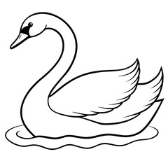 Swan on Serene Lake  Art art vector illustration