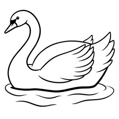 Swan on Serene Lake  Art art vector illustration