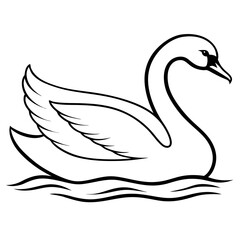 Swan on Serene Lake  Art art vector illustration
