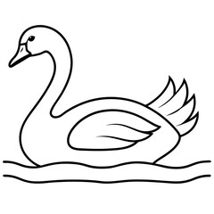 Swan on Serene Lake  Art art vector illustration