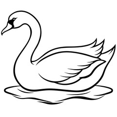 Swan on Serene Lake  Art art vector illustration