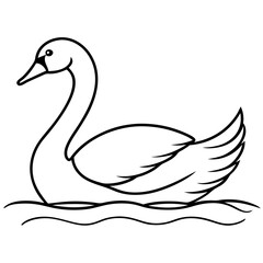 Swan on Serene Lake  Art art vector illustration