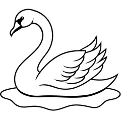 Swan on Serene Lake  Art art vector illustration