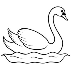 Swan on Serene Lake  Art art vector illustration