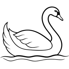 Swan on Serene Lake  Art art vector illustration