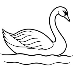 Swan on Serene Lake  Art art vector illustration
