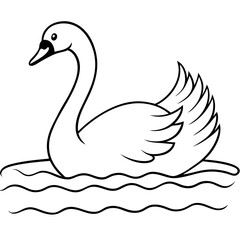 Swan on Serene Lake  Art art vector illustration