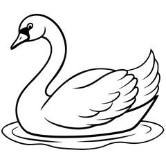Swan on Serene Lake  Art art vector illustration