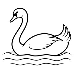 Swan on Serene Lake  Art art vector illustration
