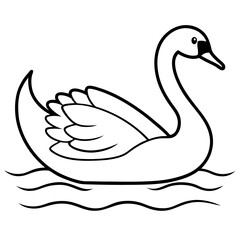 Swan on Serene Lake  Art art vector illustration