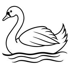 Swan on Serene Lake  Art art vector illustration
