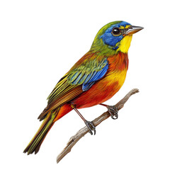 The painted bunting (Passerina ciris) is a species of bird in the cardinal family. generative ai