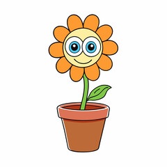 Floral Face in a Pot Vector Art