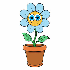 Floral Face in a Pot Vector Art