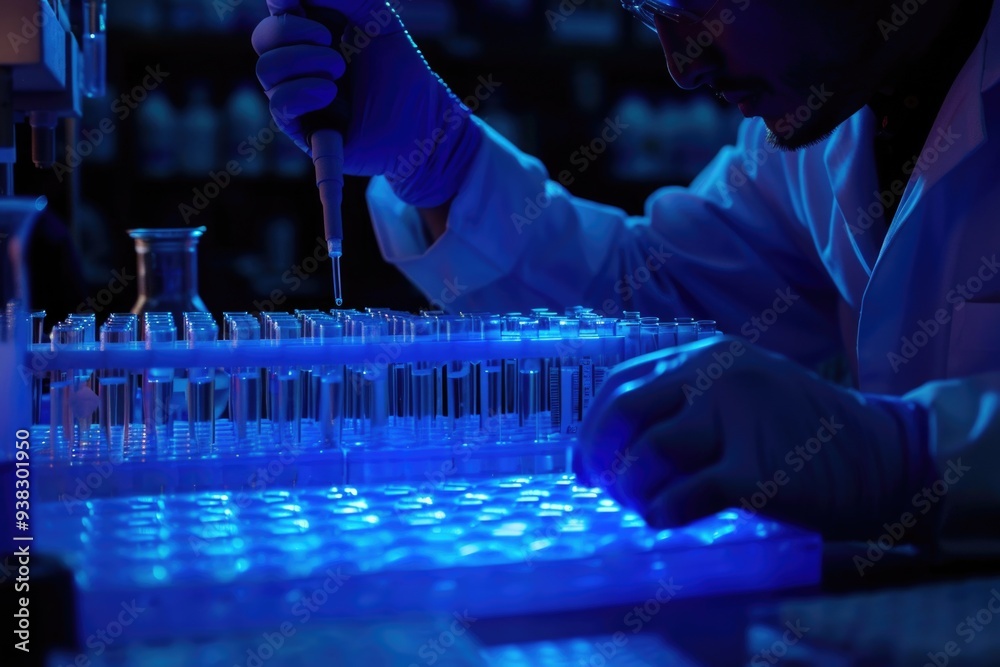 Aufkleber A scientist is conducting an experiment using a pipette in a laboratory setting