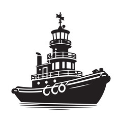 Tugboat Silhouette Vector Illustrations – Perfect for Maritime Designs