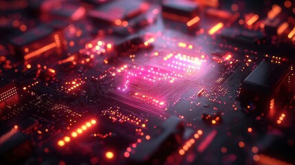 futuristic cyber landscape glowing circuit patterns digital fortresses data streams ominous shadows sleek design elements vibrant neon accents