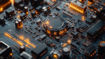 Circuit Board with glowing lights