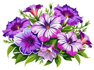 Obraz premium illustration of flower, Petunia flower isolated on white background, Petunia illustration, Petunia flower vector