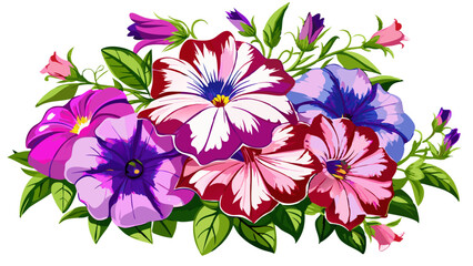 illustration of flower, Petunia flower isolated on white background, Petunia illustration, Petunia flower vector