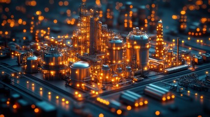 Fototapeta premium Illuminated Industrial Complex