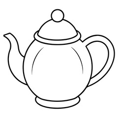 Simple Teapot Coloring Page for Kids – Thick Line Art, Black & White Art art vector illustration