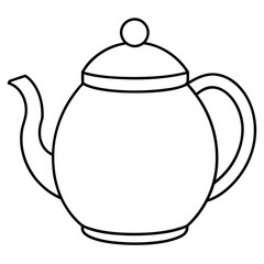 Simple Teapot Coloring Page for Kids – Thick Line Art, Black & White Art art vector illustration