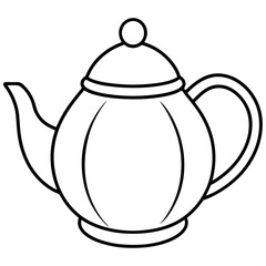 Simple Teapot Coloring Page for Kids – Thick Line Art, Black & White Art art vector illustration