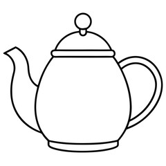 Simple Teapot Coloring Page for Kids – Thick Line Art, Black & White Art art vector illustration