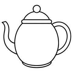 Simple Teapot Coloring Page for Kids – Thick Line Art, Black & White Art art vector illustration