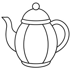 Obraz premium Simple Teapot Coloring Page for Kids – Thick Line Art, Black & White Art art vector illustration