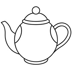 Simple Teapot Coloring Page for Kids – Thick Line Art, Black & White Art art vector illustration