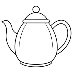 Simple Teapot Coloring Page for Kids – Thick Line Art, Black & White Art art vector illustration