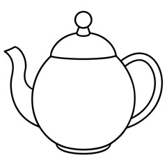 Simple Teapot Coloring Page for Kids – Thick Line Art, Black & White Art art vector illustration