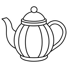 Simple Teapot Coloring Page for Kids – Thick Line Art, Black & White Art art vector illustration