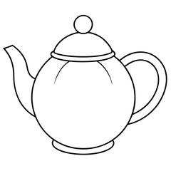 Simple Teapot Coloring Page for Kids – Thick Line Art, Black & White Art art vector illustration