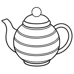 Simple Teapot Coloring Page for Kids – Thick Line Art, Black & White Art art vector illustration