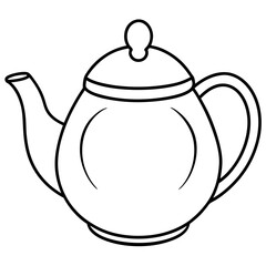 Simple Teapot Coloring Page for Kids – Thick Line Art, Black & White Art art vector illustration