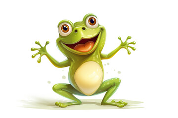 Cartoon-style  frog, a true frog species, displayed as an amphibian toad.