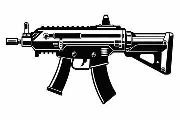 Latest Gun silhouette vector illustration, powerful weapons