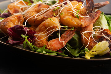 Smoked Shrimp on Fresh Salad with Alfalfa Sprouts