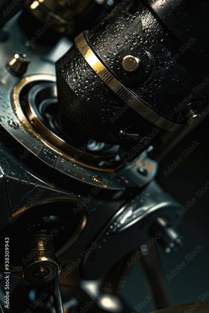 Poster a close-up shot of a camera mounted on a tripod