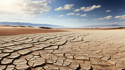 Photo Realistic as Arid Plains and Fertile Valley concept as A view illustrating arid plains and a fertile valley set against a dreamy background offering ample space for text or graphics symbolizing 