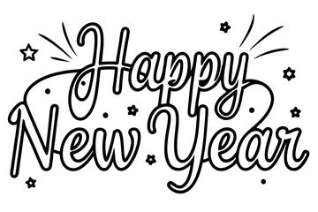 2025 New Year Joy - White Background art vector illustration